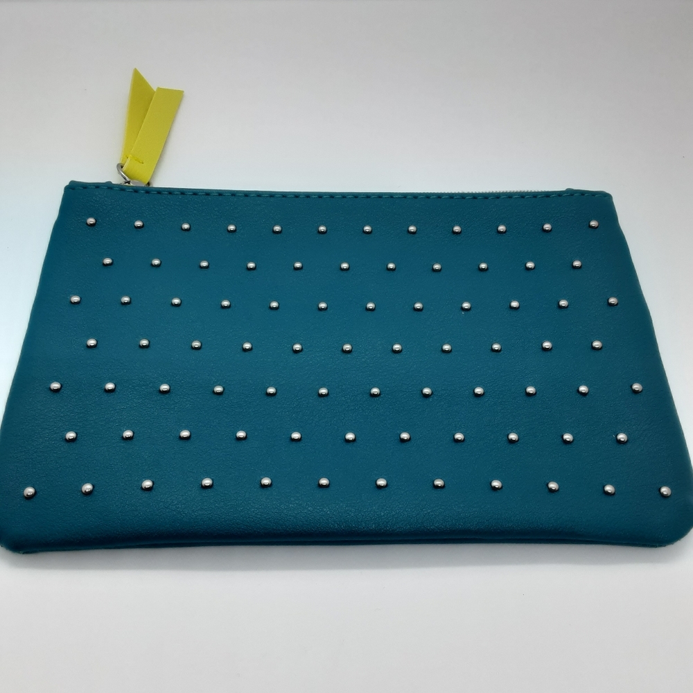 New ipsy Dark Green Studded Zipper Makeup Bag